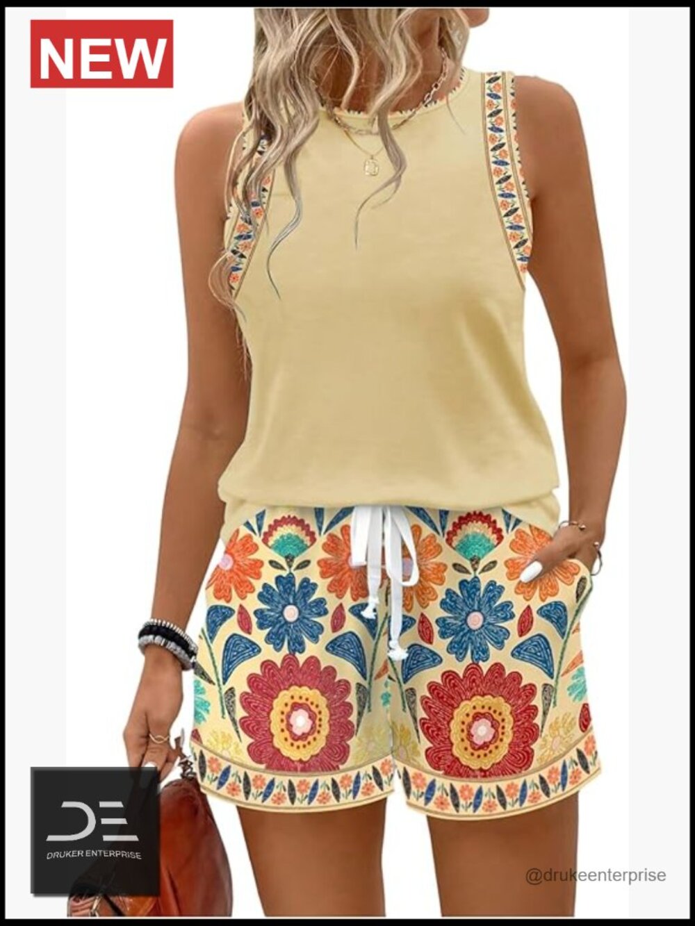 Women's 2 Piece Tank Top And Shorts Set Tropical Summer Outfits Beach Vacation